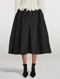 Mushroom Pleated Midi Skirt