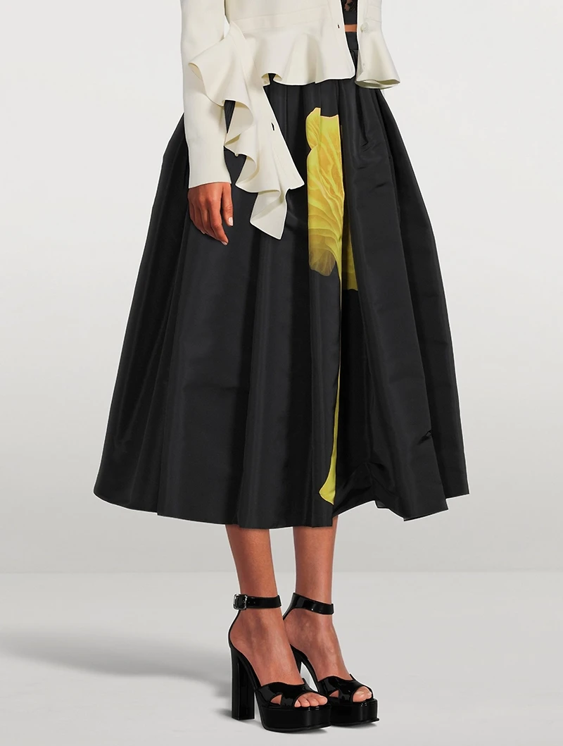 Mushroom Pleated Midi Skirt