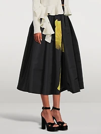 Mushroom Pleated Midi Skirt