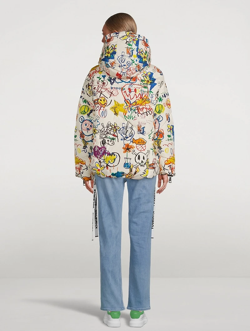 Puff Khris Down Jacket In Graffiti Bear Print