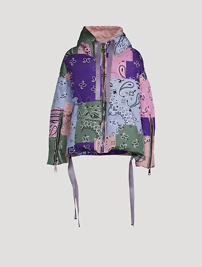 Puff Khris Patch Down Jacket In Bandana Print