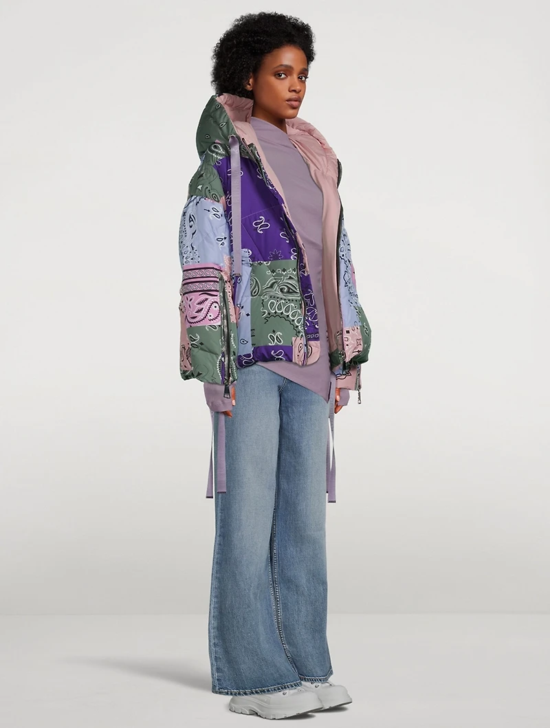 Puff Khris Patch Down Jacket In Bandana Print