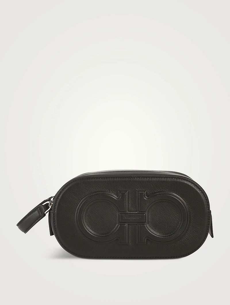 Double Gancio Leather Toiletry Bag