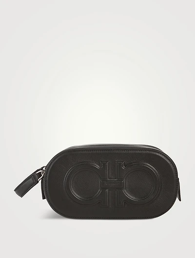 Double Gancio Leather Toiletry Bag