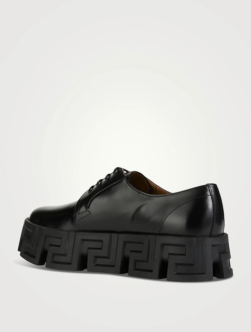 Greca Labyrinth Leather Derby Shoes