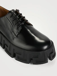 Greca Labyrinth Leather Derby Shoes