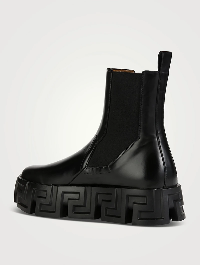 Greca Labyrinth Leather Chelsea Boots