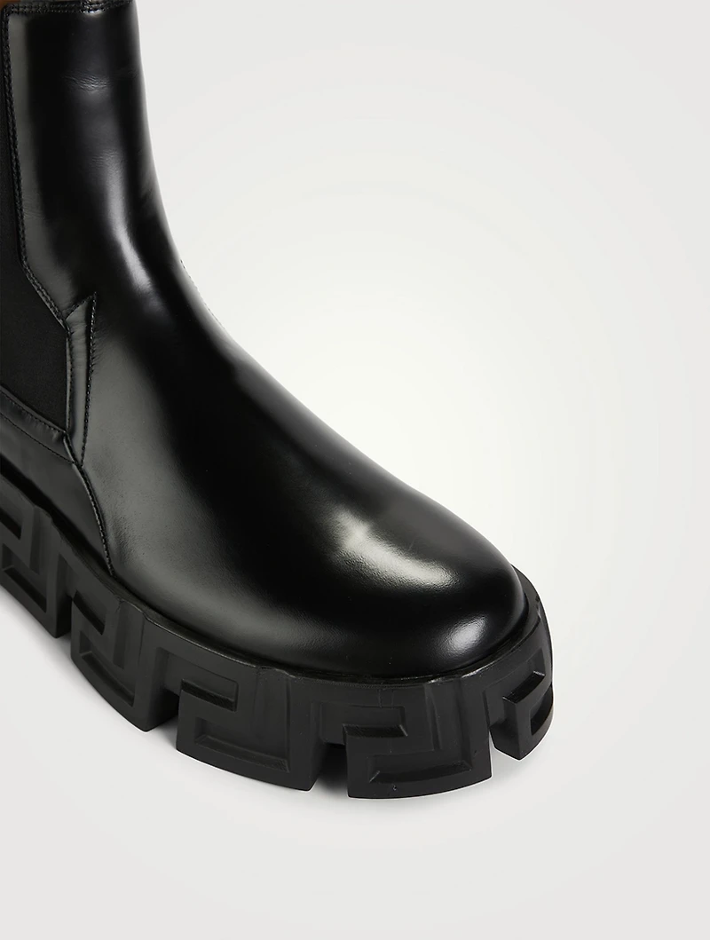 Greca Labyrinth Leather Chelsea Boots