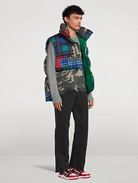Chevron Down Puffer Vest Check Camo Print