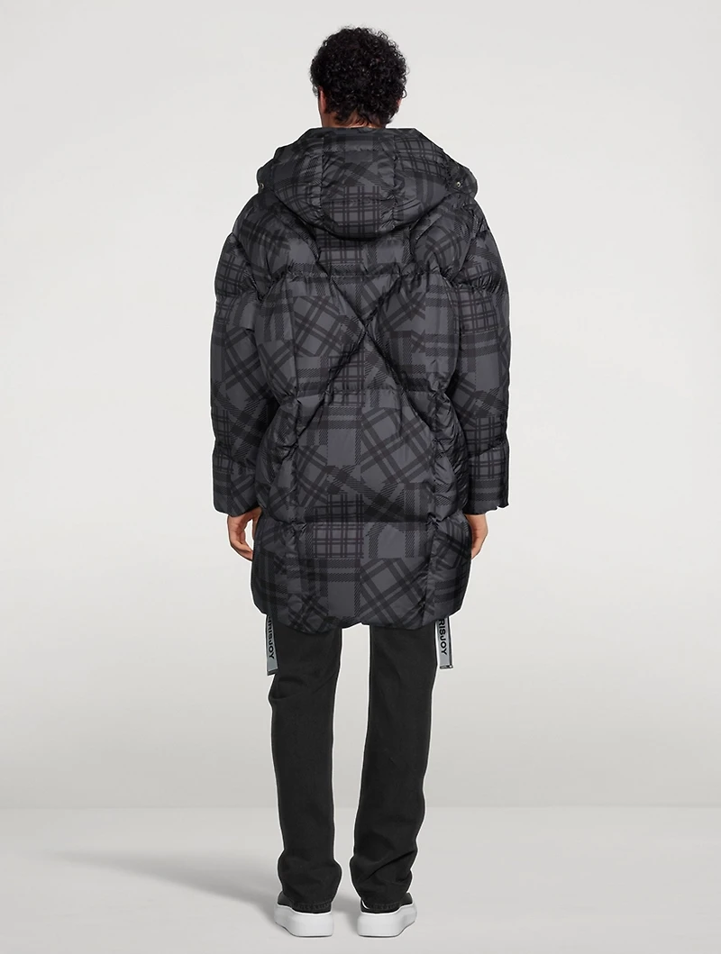 Down Puffer Parka Check Print