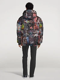 Khrisman Down Puffer Jacket Graffiti Print
