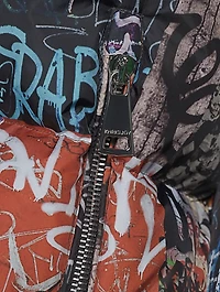 Khrisman Down Puffer Jacket Graffiti Print