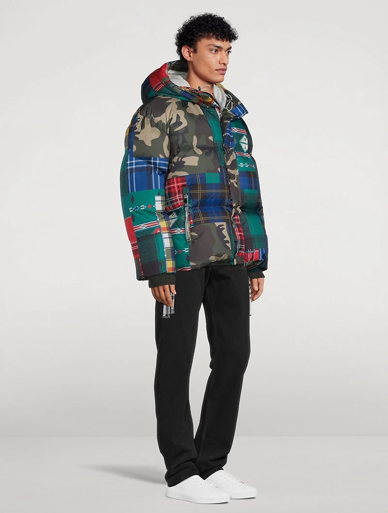 Khrisman Down Puffer Jacket Camo Check Print