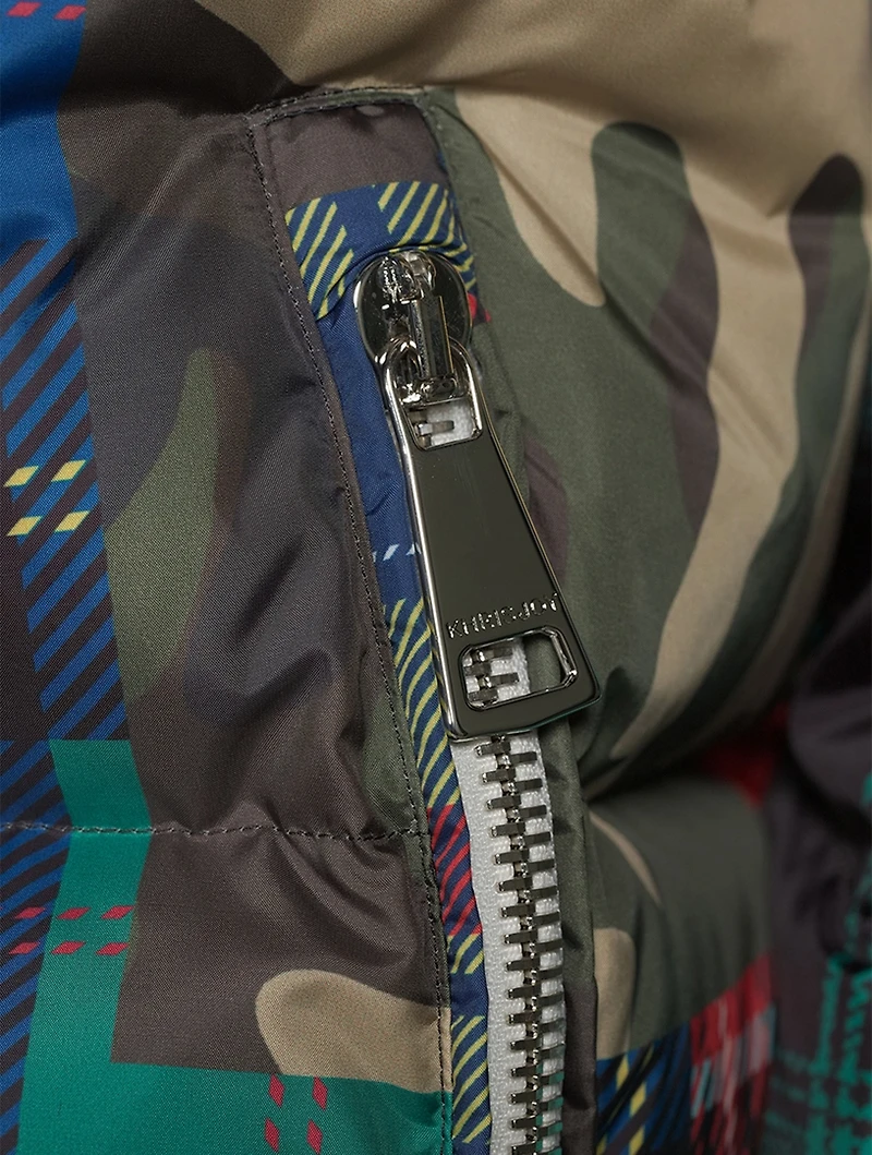 Khrisman Down Puffer Jacket Camo Check Print