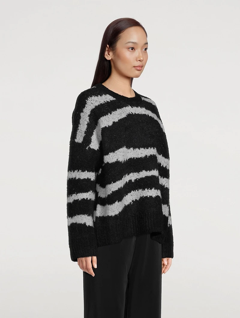 Mila Zebra Jacquard Alpaca-Blend Sweater