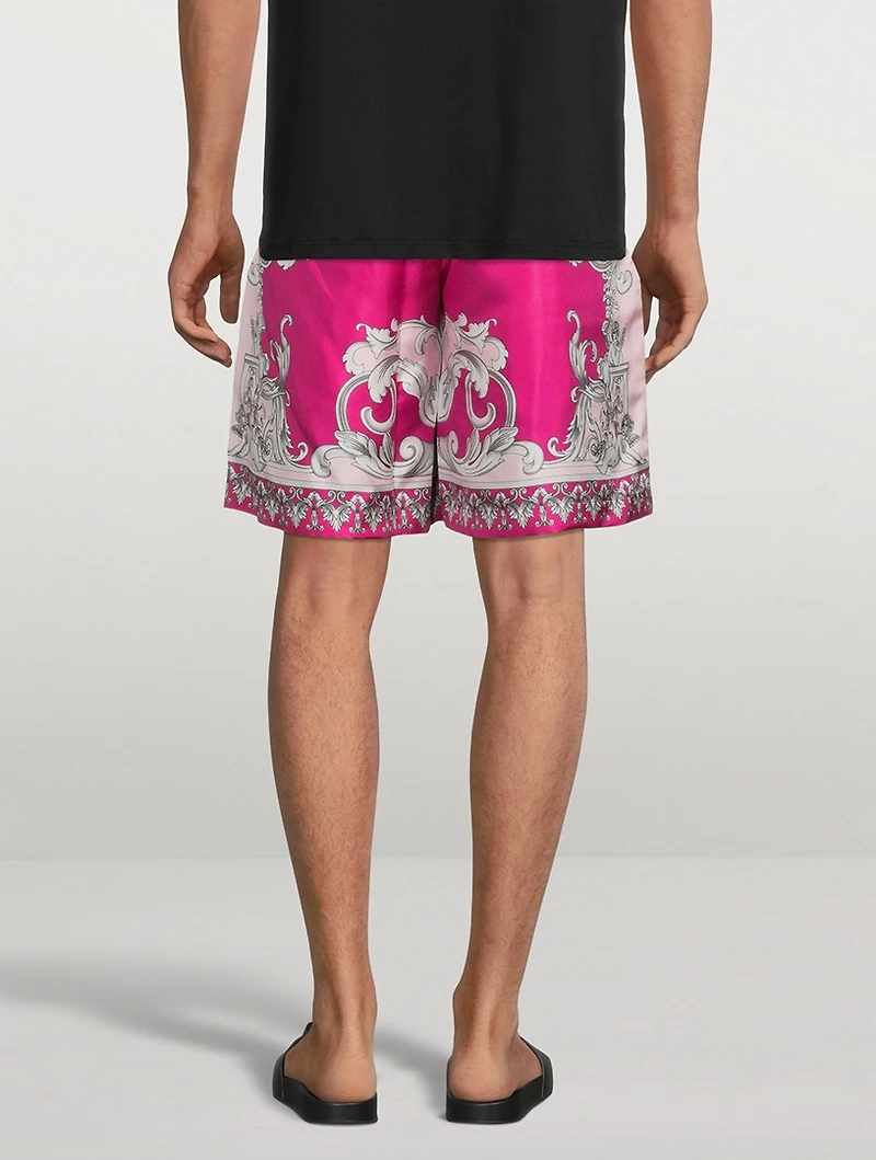 Silver Baroque Silk Shorts