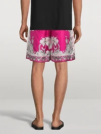 Silver Baroque Silk Shorts