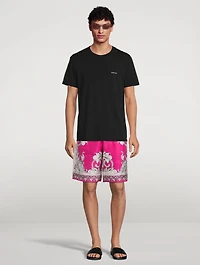Silver Baroque Silk Shorts