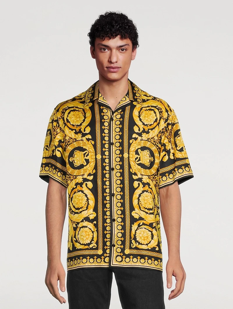 Barocco Silk Short-Sleeve Shirt