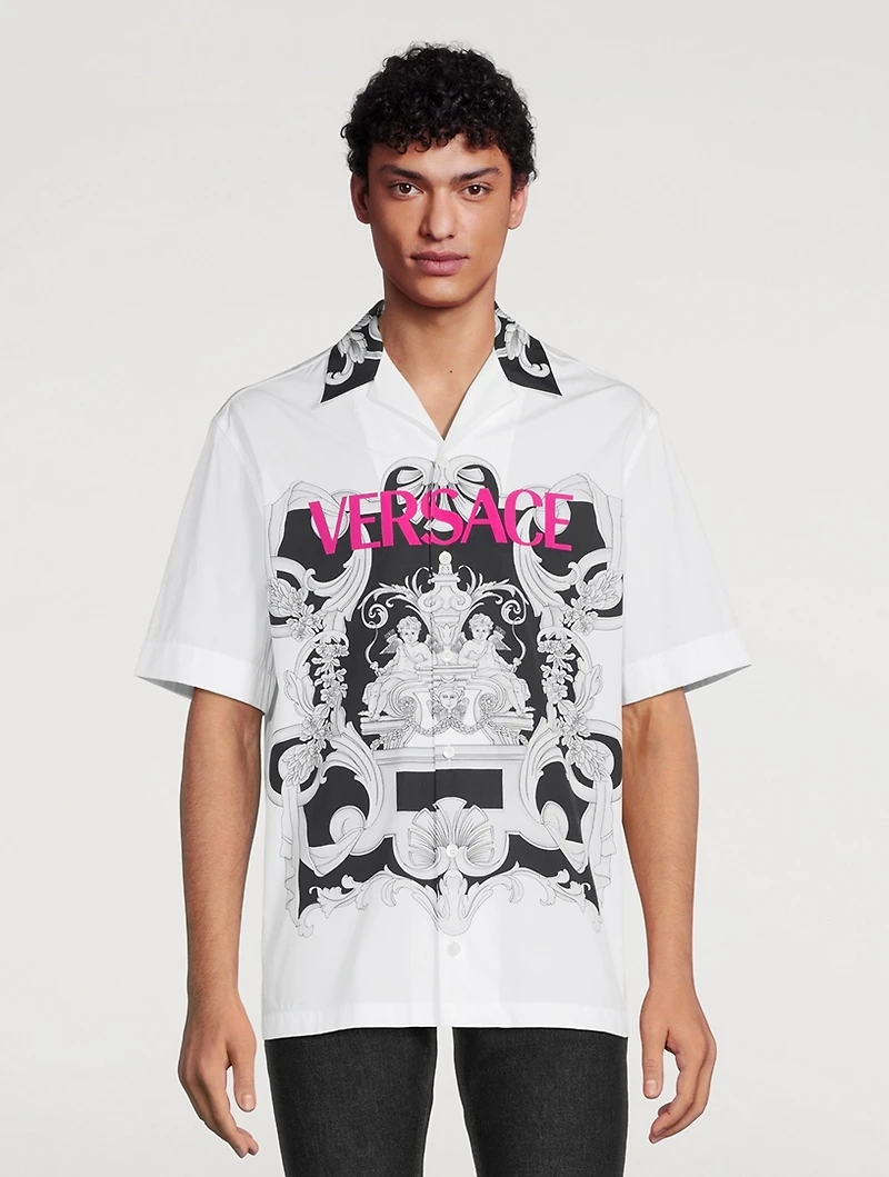 Silver Baroque Cotton Logo Shirt