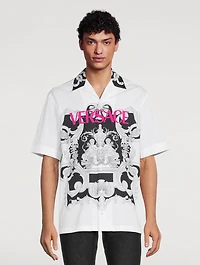 Silver Baroque Cotton Logo Shirt