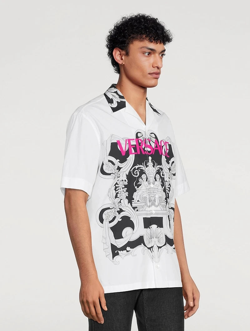 Silver Baroque Cotton Logo Shirt