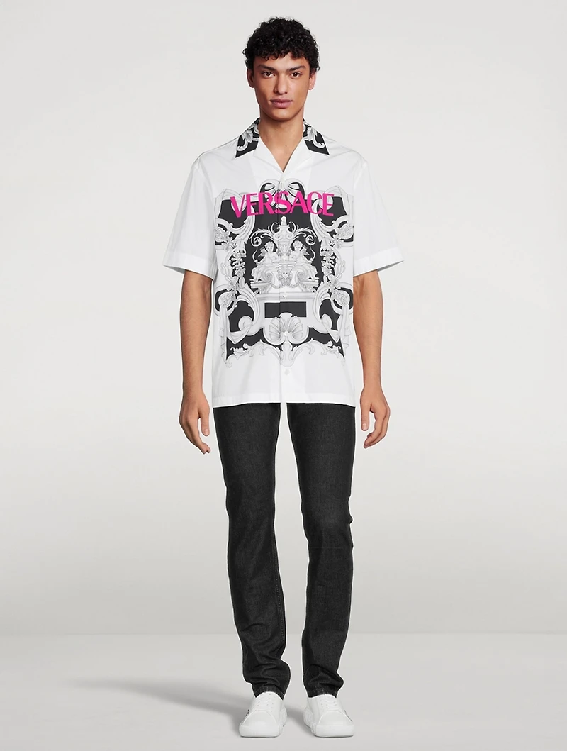 Silver Baroque Cotton Logo Shirt