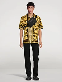 Medusa Cotton Straight-Leg Jeans With Buckle