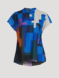 Cotton Tunic Blue Flowers At Home Print