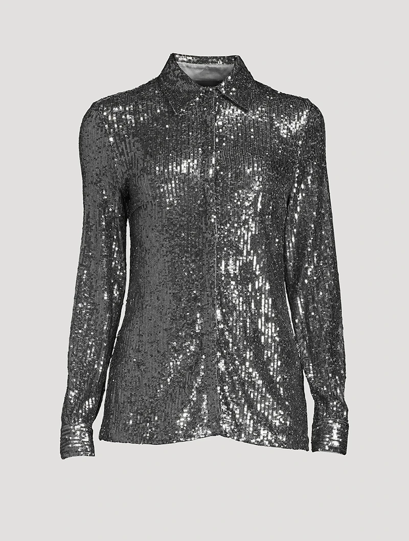 Sequin-Embellished Jersey Shirt