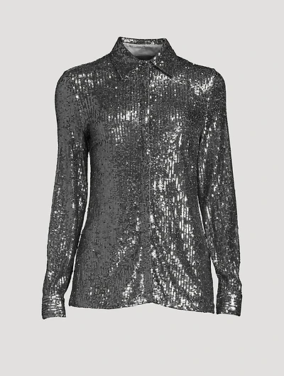 Sequin-Embellished Jersey Shirt