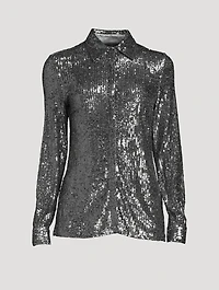 Sequin-Embellished Jersey Shirt