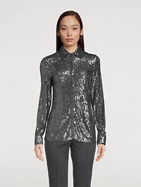 Sequin-Embellished Jersey Shirt