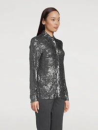 Sequin-Embellished Jersey Shirt