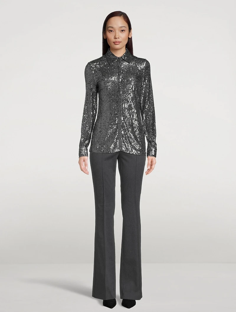 Sequin-Embellished Jersey Shirt