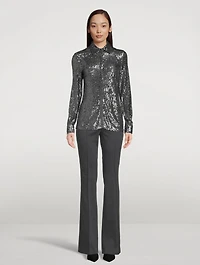 Sequin-Embellished Jersey Shirt