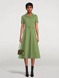 Belted A-Line Midi Dress