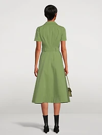 Belted A-Line Midi Dress
