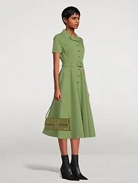 Belted A-Line Midi Dress