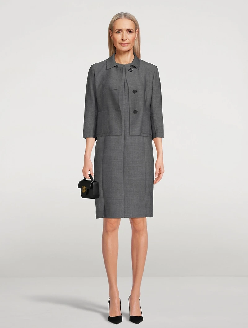 Double-Face Wool-Blend Sheath Dress