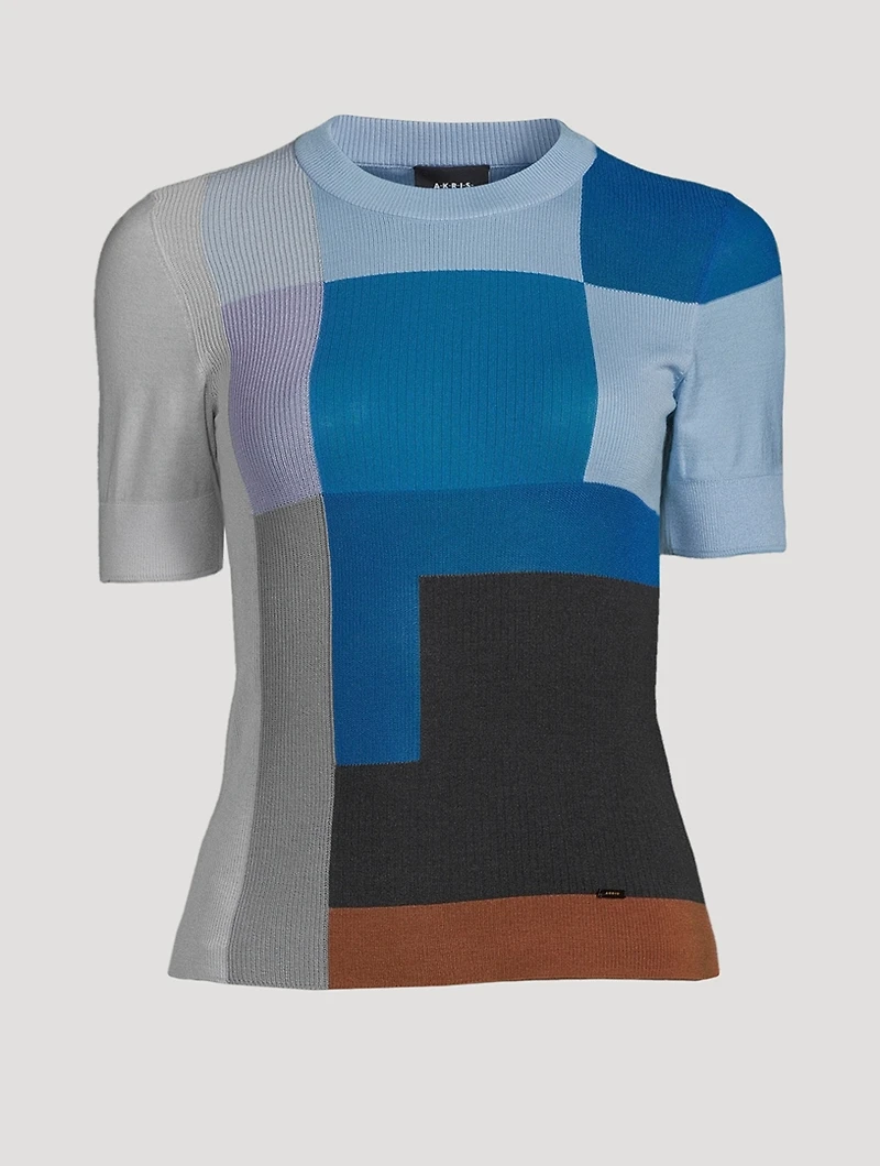 Flowers At Home Intarsia Short-Sleeve Sweater