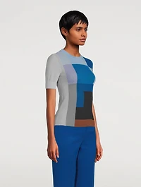 Flowers At Home Intarsia Short-Sleeve Sweater