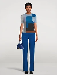 Flowers At Home Intarsia Short-Sleeve Sweater