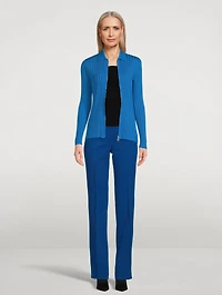 Rib-Knit Polo Cardigan
