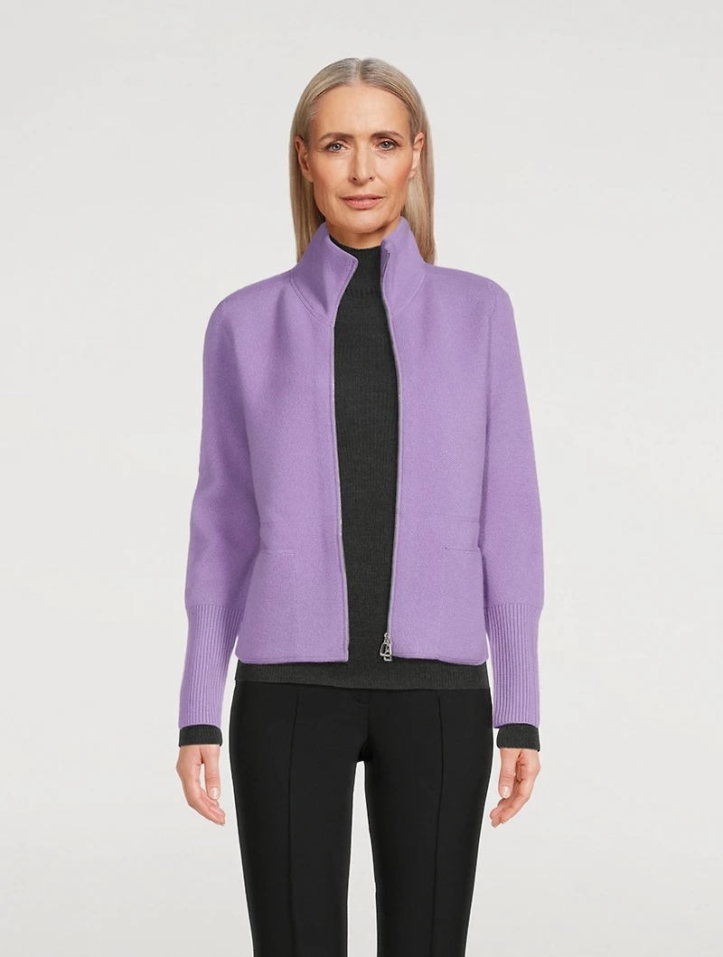 Cashmere Double-Face Pique Cardigan