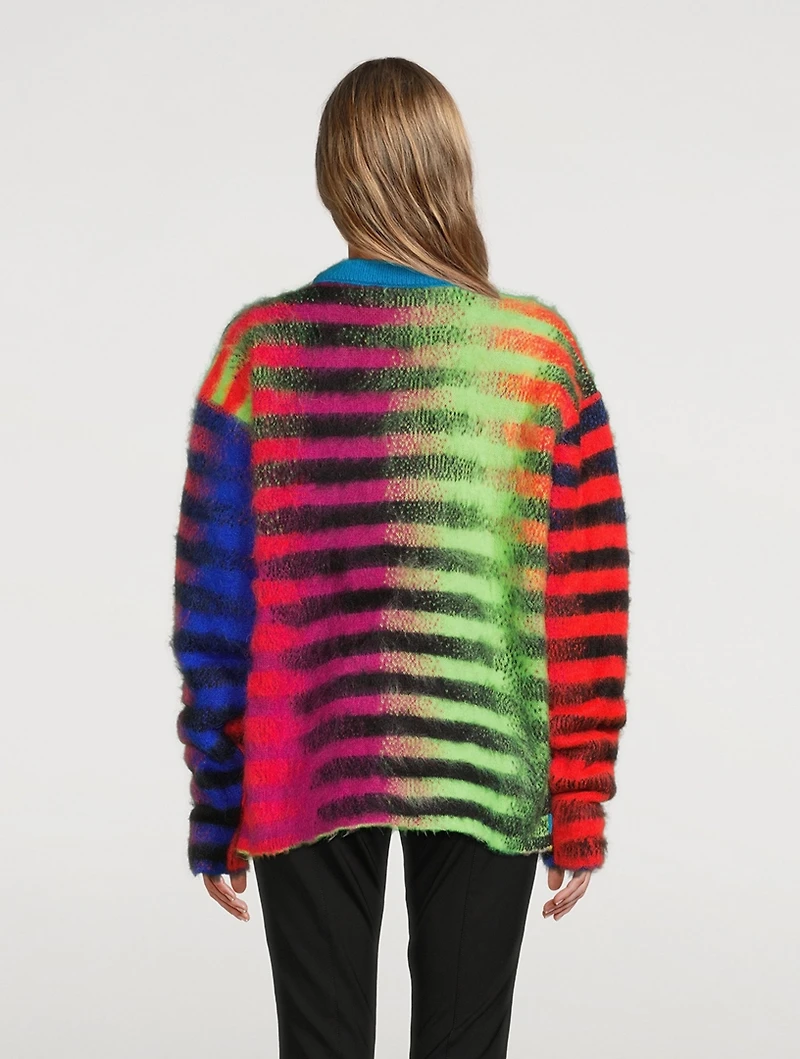 Mohair-Blend Multicolour Striped Sweater