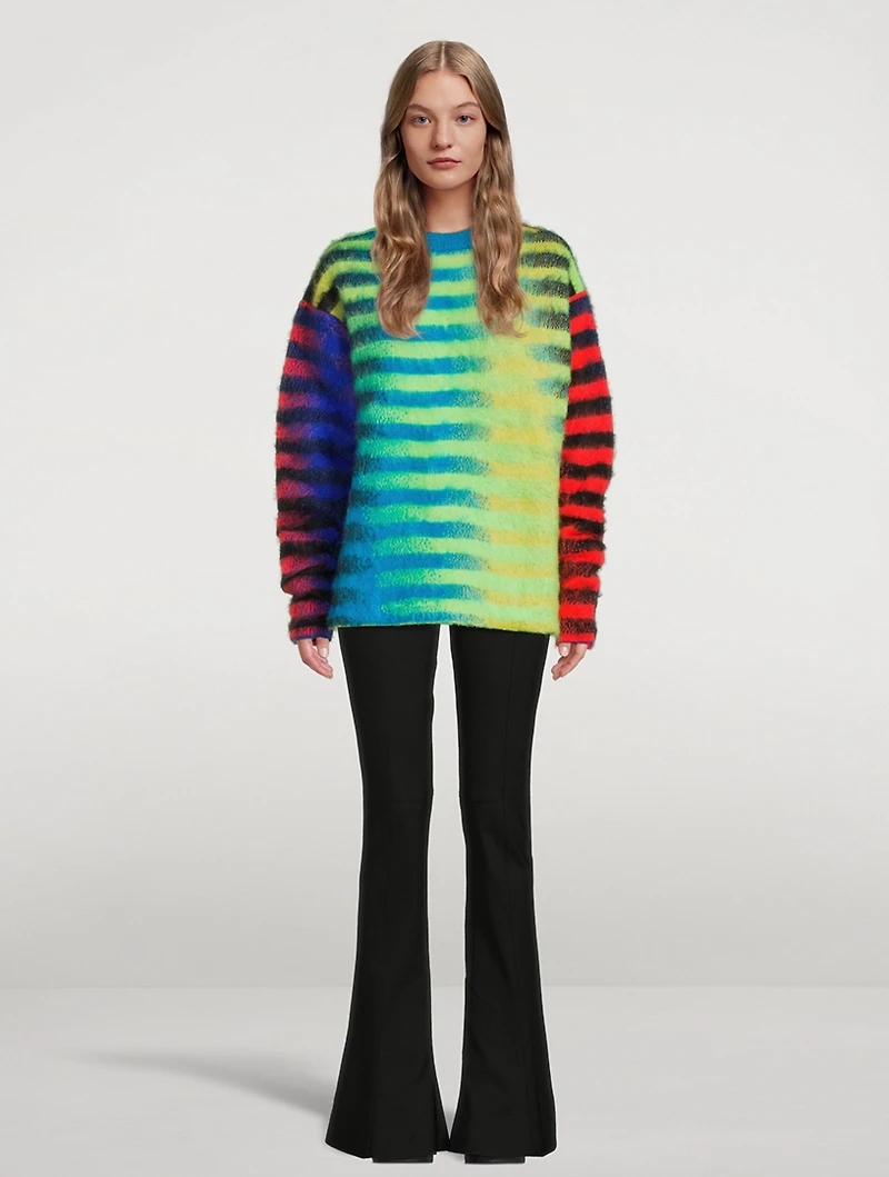 Mohair-Blend Multicolour Striped Sweater