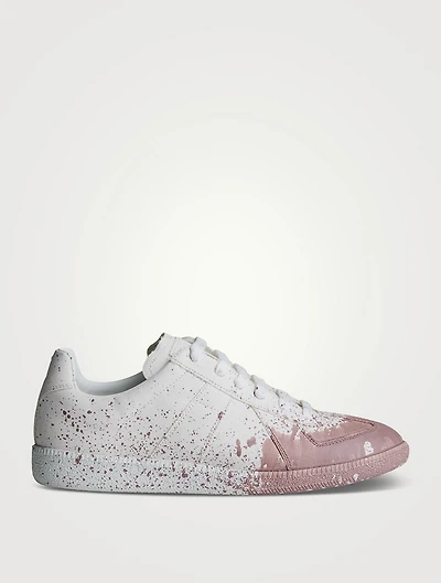 Replica Paint Splatter Leather Sneakers
