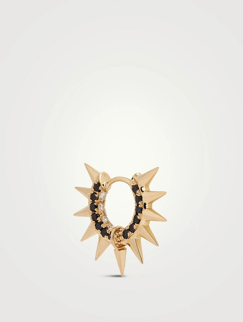 18K Gold Mohawk And Pavé Diamond Hoop Earring 