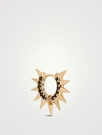 18K Gold Mohawk And Pavé Diamond Hoop Earring 